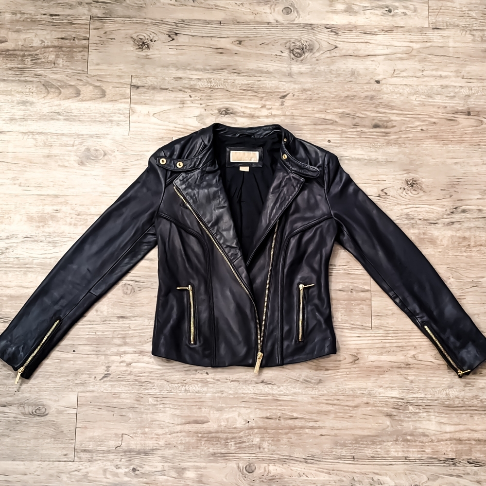 MICHAEL KORS Genuine Leather Motorcycle Jacket - Picture 9 of 9